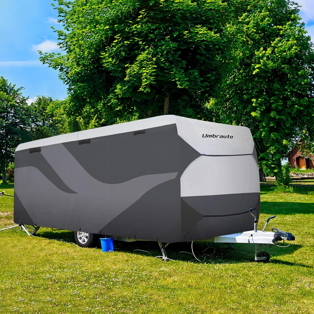 Gray/White Waterproof Travel Trailer RV Cover G4142