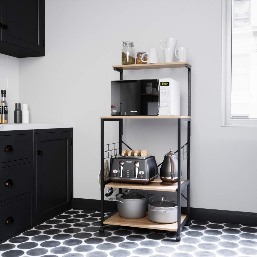 4 Tier Kitchen Bakers Rack with Storage Shelf H220486