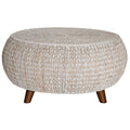 Low Round Wood Accent Table in Whitewashed A15161