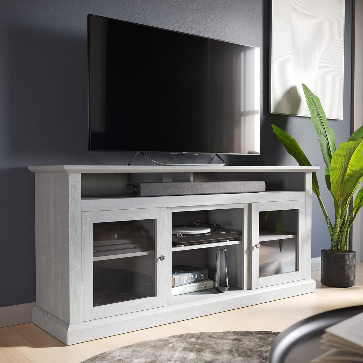 Gray Wash Electric Fireplace TV Stand T6002