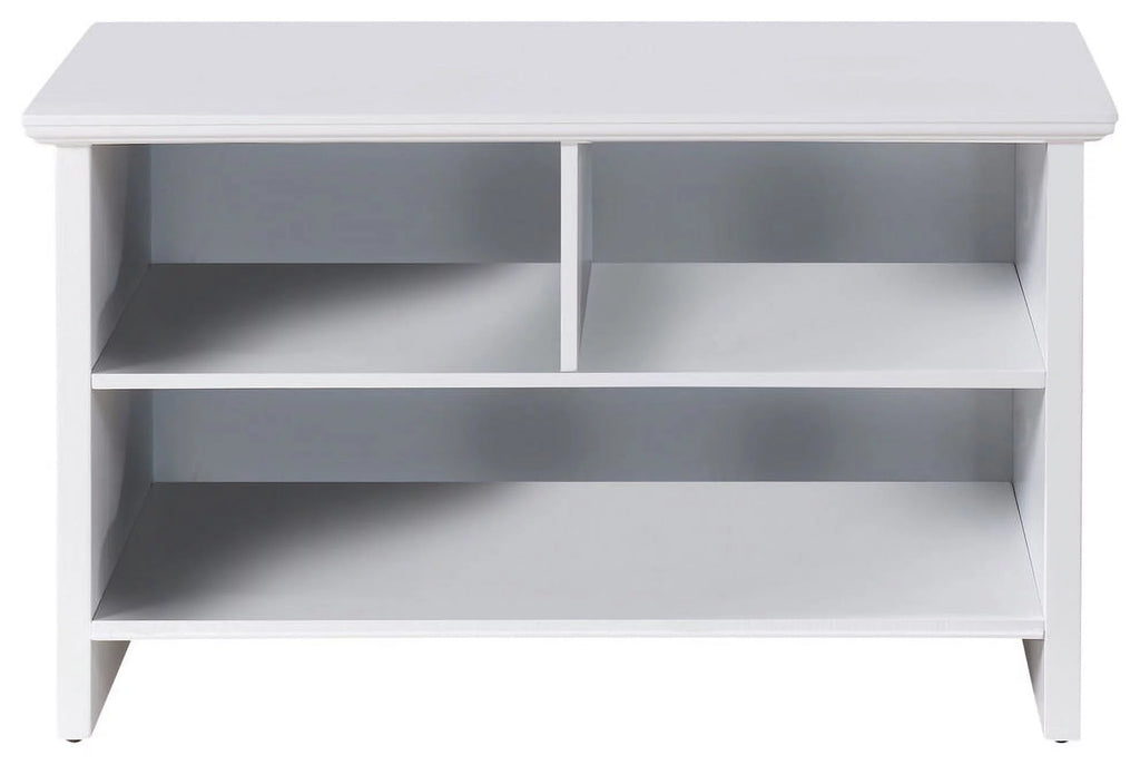 White Wood Shoe Bench with Cubby Storage L330