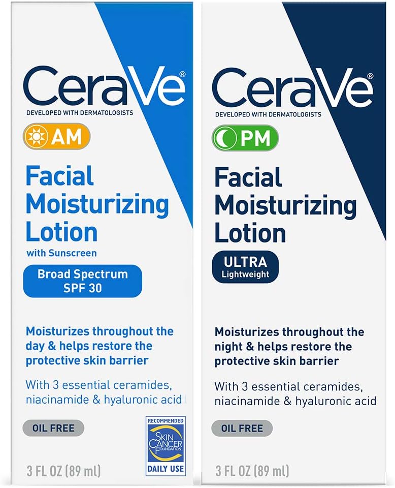 Day & Night Face Lotion Set with SPF 30 and PM Face Moisturizer, Fragrance Free I2002