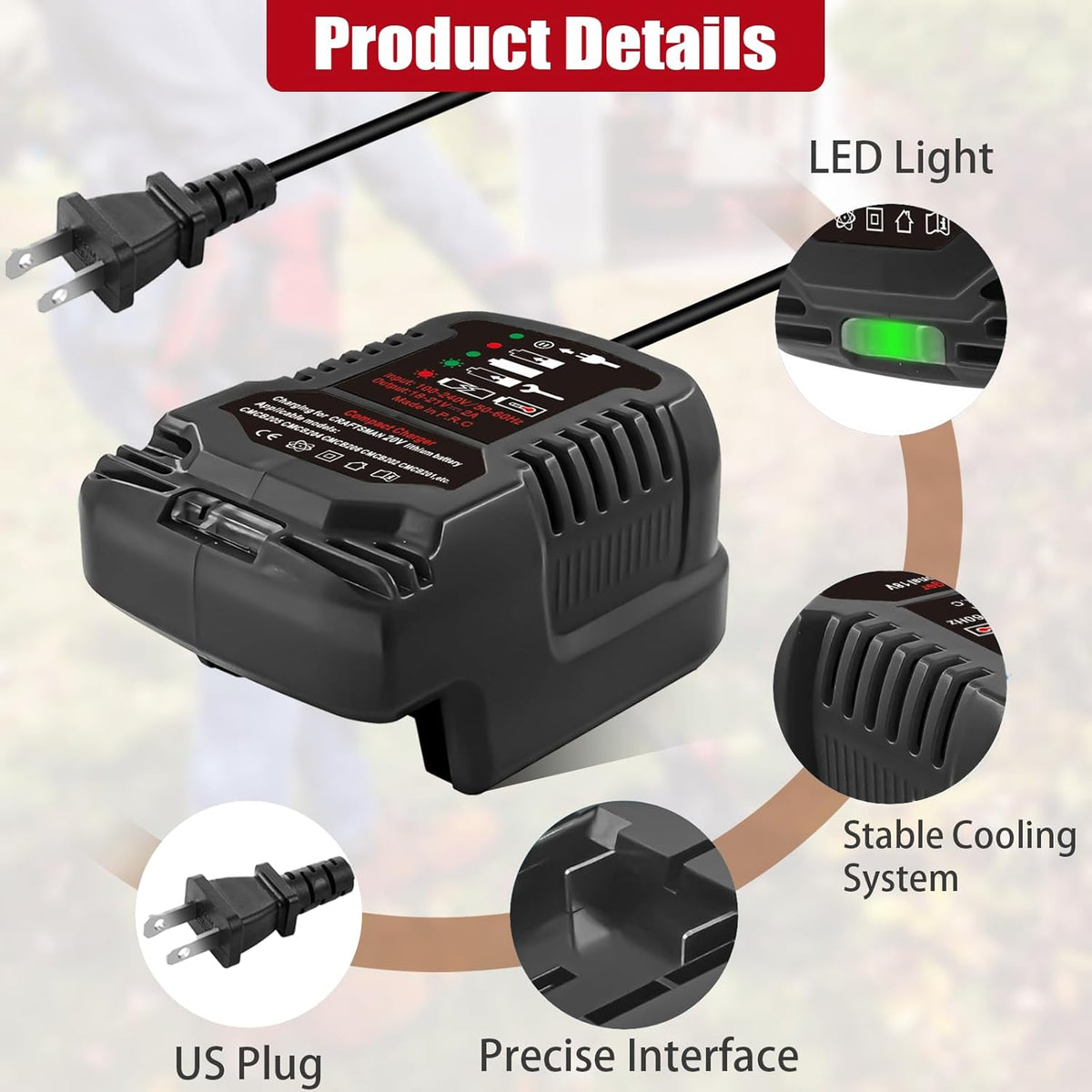 20V Lithium-ion Battery Charger with 2A Output F41149