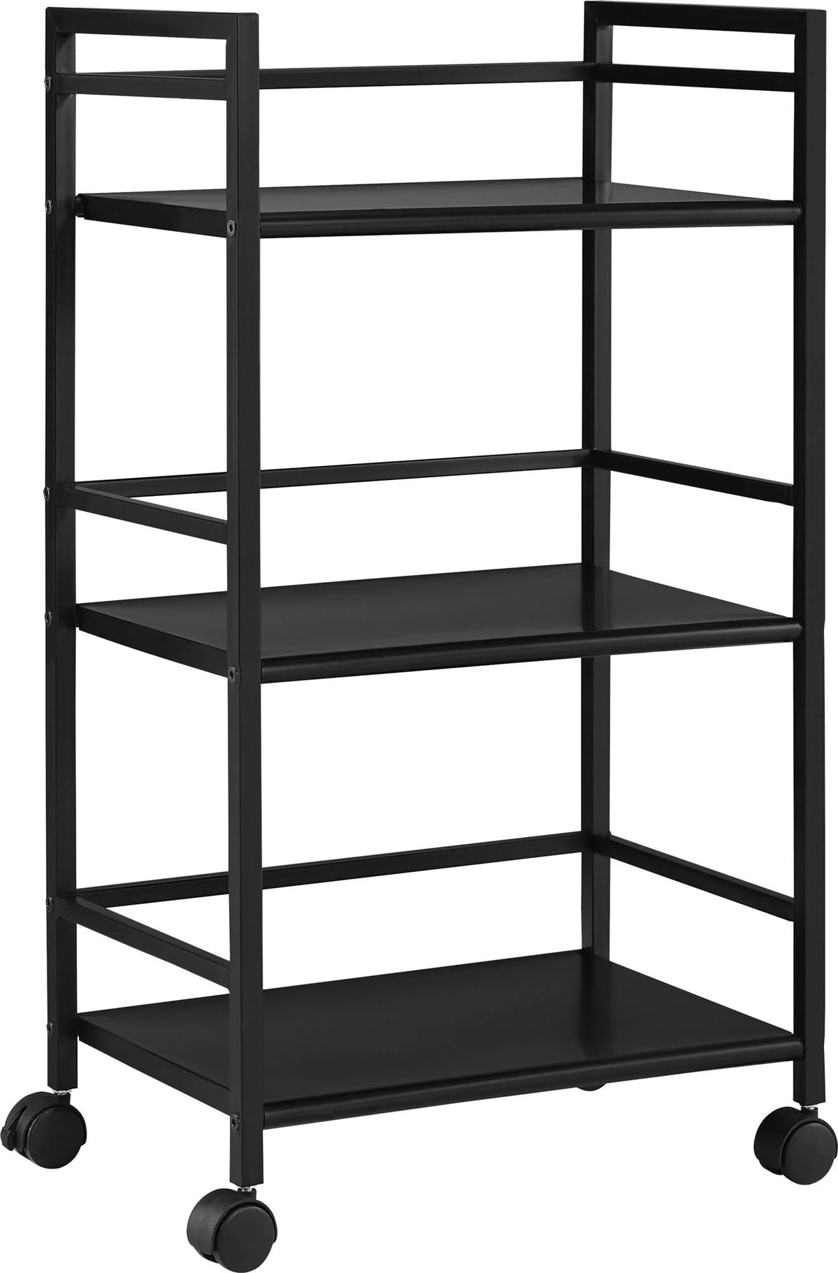 3 Shelf Metal Rolling Utility Cart, Black S455