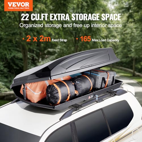 Black 22 Cubic Feet ABS Hard Shell Roof Box with Dual-Sided Opening E265