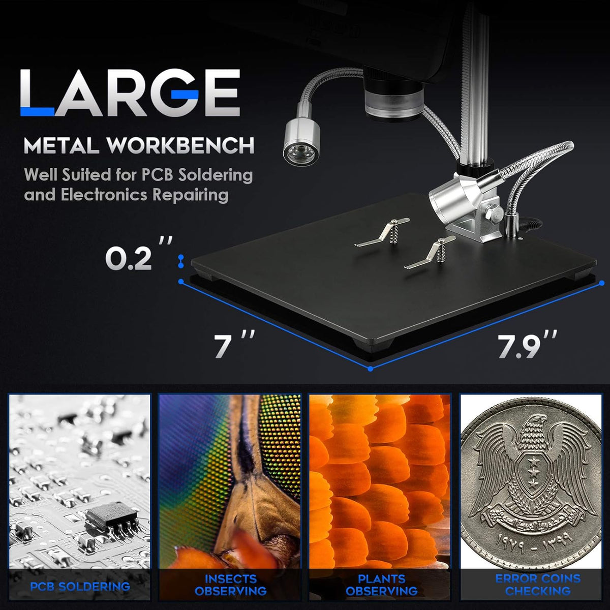8.5'' Digital Microscope 50X-1300X UHD Video Microscope with 12MP Camera Sensor V101216