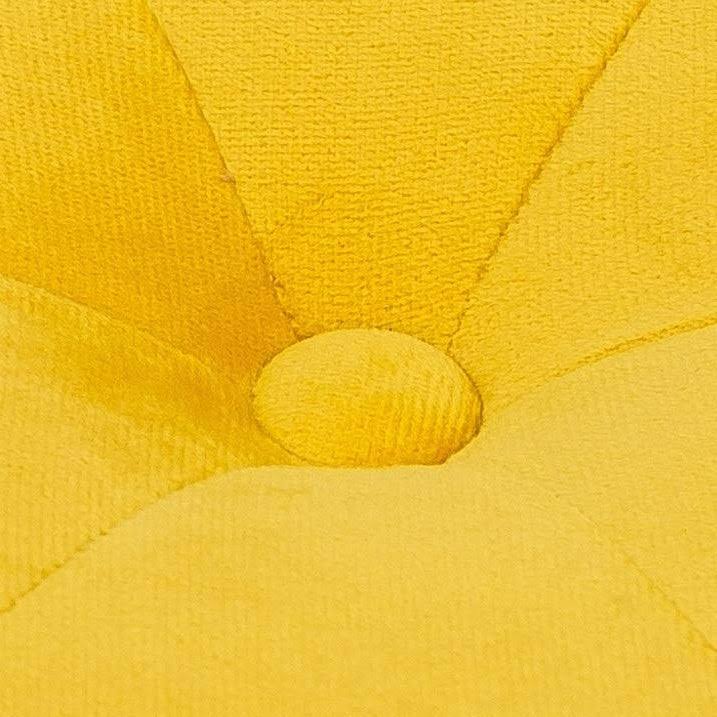 Yellow Round Tufted Fabric Ottoman P5493