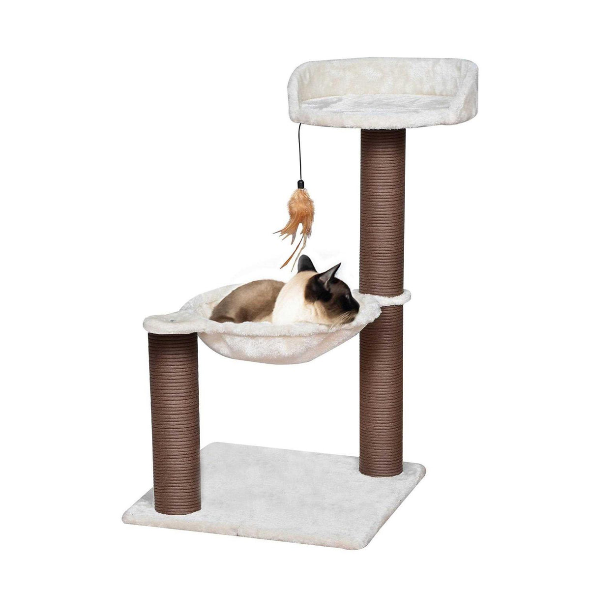 Cat Tree with Feather Toy and Cat Hammock F24243