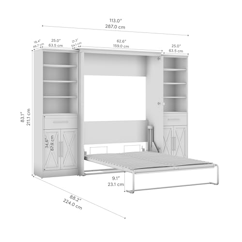 Pure White Oak Full Murphy Bed with Closet Organizers A34190