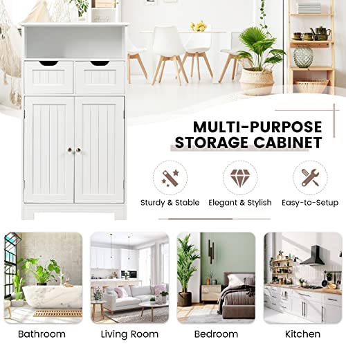 Black Bathroom Floor Cabinet with 2 Removable Drawers, 2 Doors & Adjustable Shelf A5545
