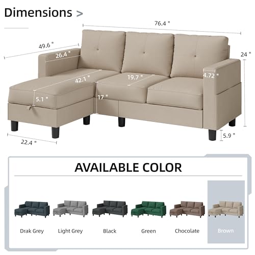 Convertible Sectional Sofa with Storage Ottoman B902972
