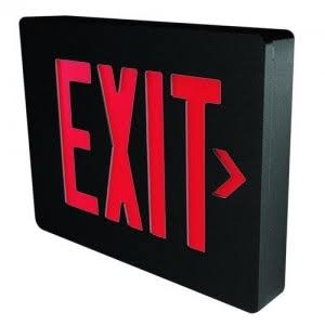 Die Cast Exit Sign, Double Face, Red Letter Color, Black Finish T855905