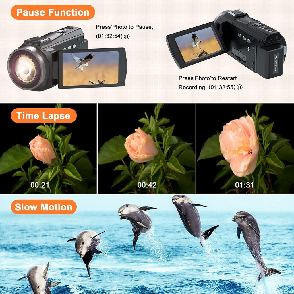 4K Video Camera Camcorder with Anti-Shake, 48MP WiFi 3 Inch IPS Touch Screen 16X Zoom Digital Camera Recorder with IR Night Version, Battery Charger, Microphone X991865