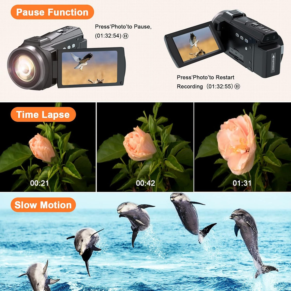 4K Video Camera Camcorder with Anti-Shake, 48MP WiFi 3 Inch IPS Touch Screen 16X Zoom Digital Camera Recorder with IR Night Version, Battery Charger, Microphone X991865