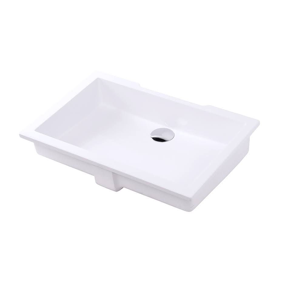 Matte White Rectangular Undermount Bathroom Sink with Overflow Z5428