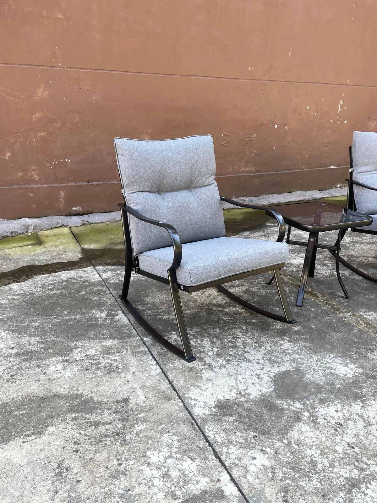 3 Pc Outdoor Swivel Rocker Patio Chairs - Gray S822140