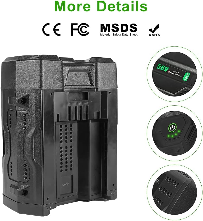 56 Volt 7.5 Ah Lithium Battery Replacement 7500mah with Power Indicator B857