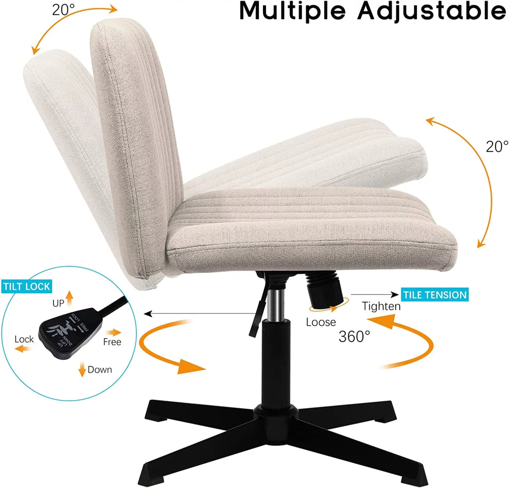Armless Fabric Padded Swivel Office Chair K360845