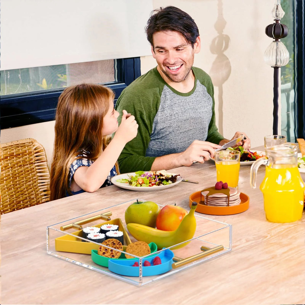Rectangular Clear Decorative Tray with Gold Handle R471088