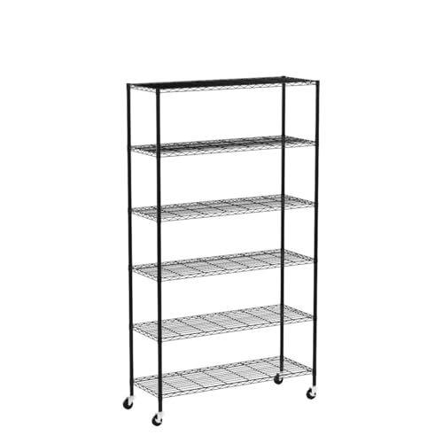 6-Tier NSF Certified Wire Shelving Unit on Wheels Black O156
