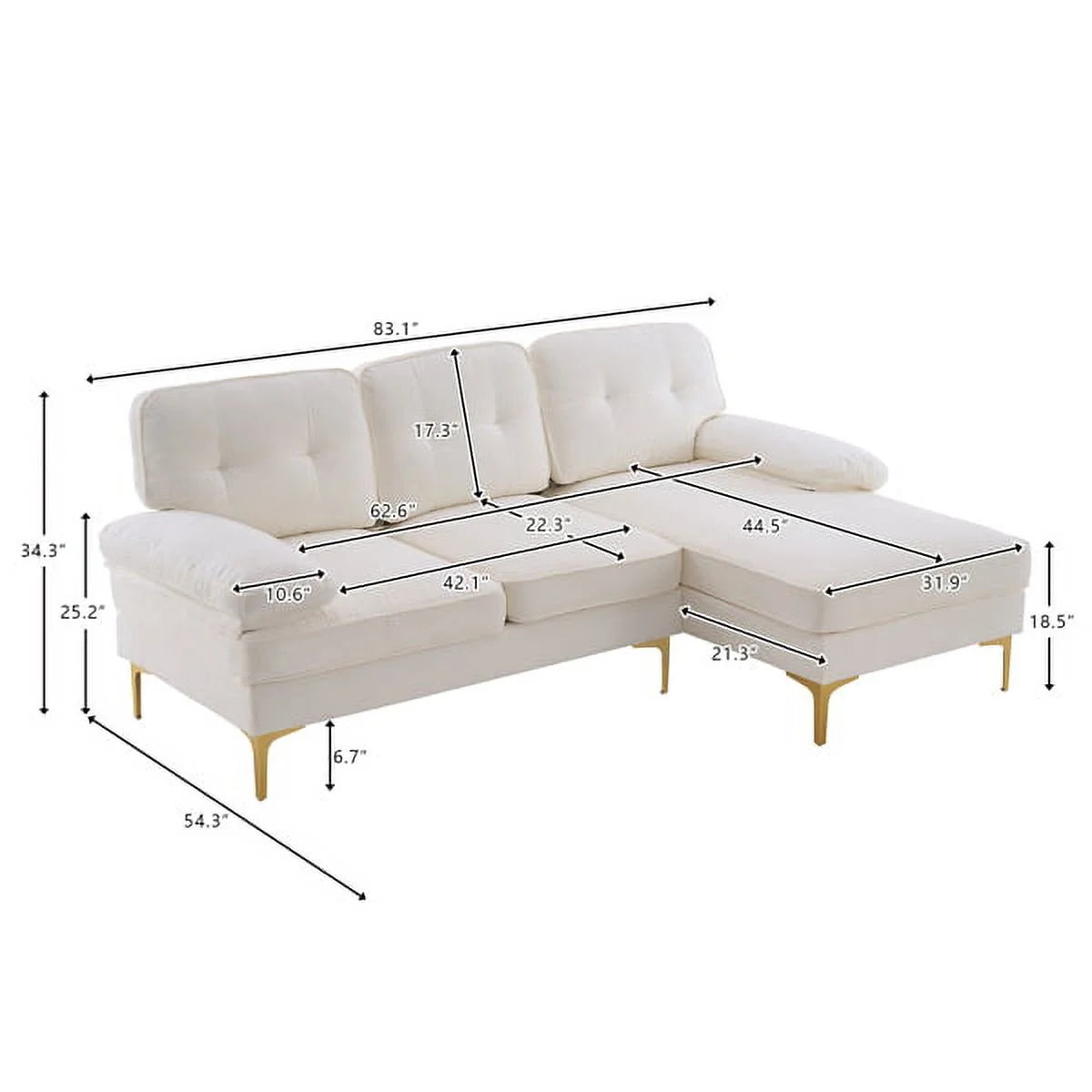 White Convertible Sectional Sofa S970091