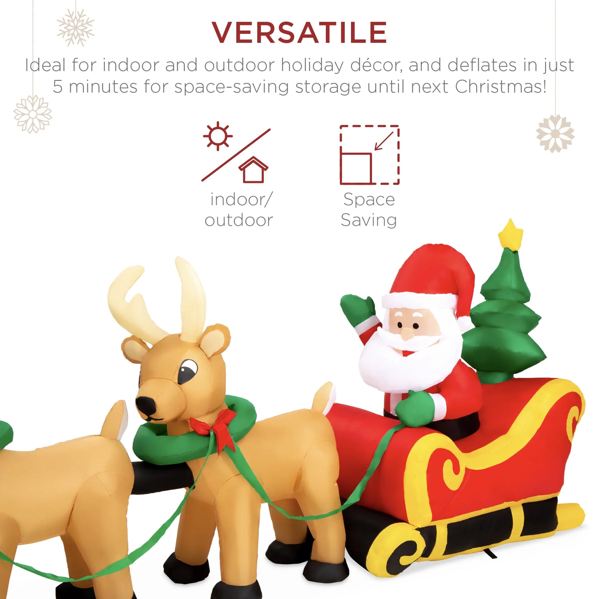 Lighted Inflatable Christmas Santa Claus & Reindeer W5761