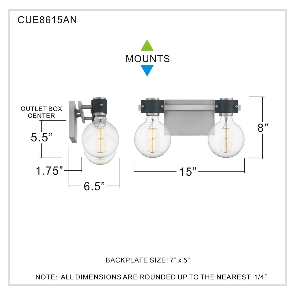 2 Light Antique Nickel Bath D38887
