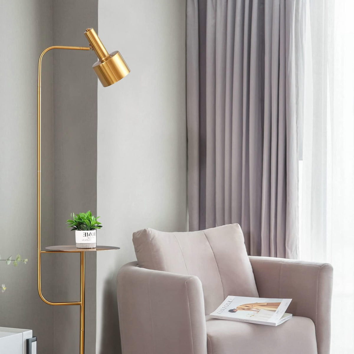 Floor Lamp with Tray and Foot Switch V74097