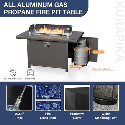 8 Pieces Metal Patio Furniture Set with Fire Pit Table J294