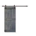 Gray Stained 2 Panel Barn Door with Sliding Hardware R5405