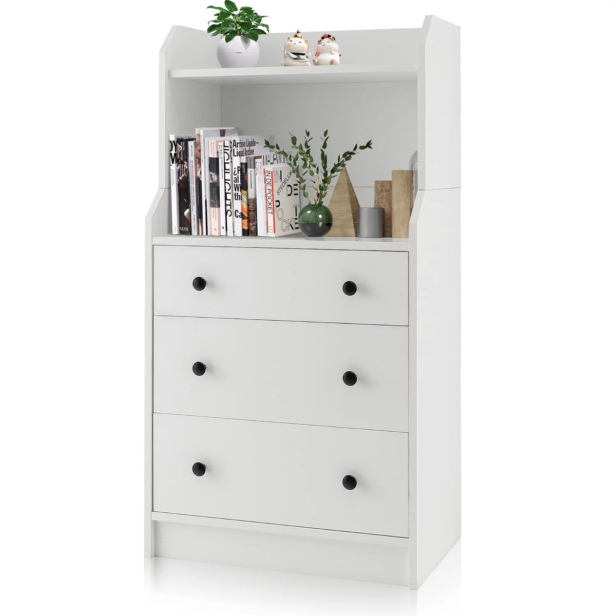 White 3 Drawer Wood Dresser P57496