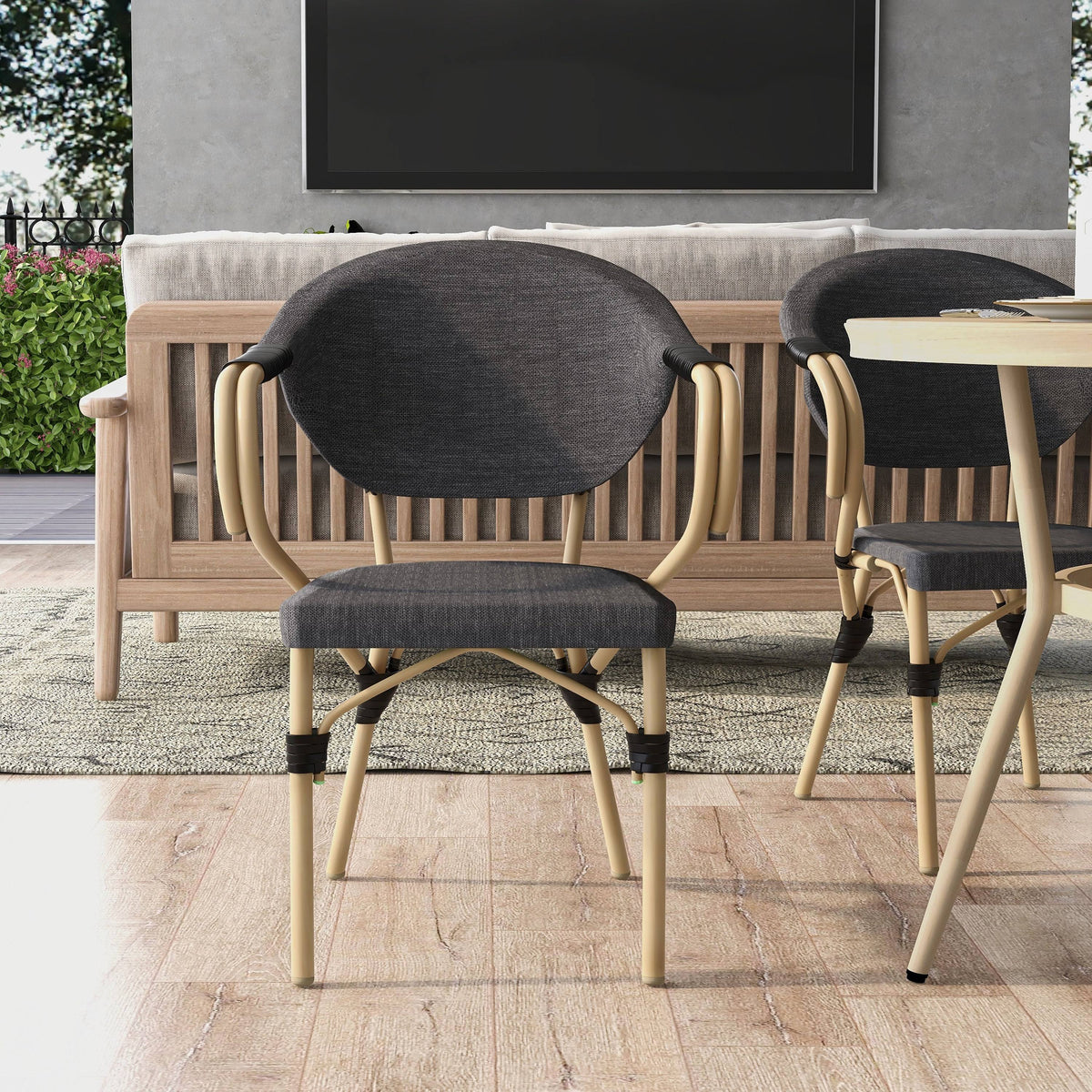 Natural Tone Patio Side Chairs Set of 2 A130009