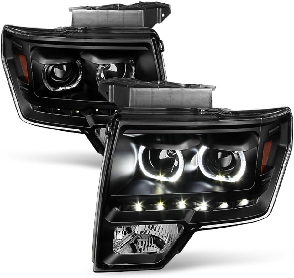Black SMD LED Halo Projector Headlights I155008