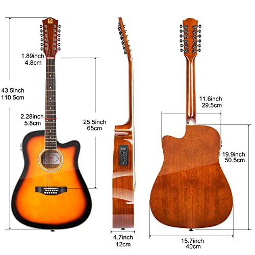 Black Matte 12 String Acoustic Electric Guitar N107469