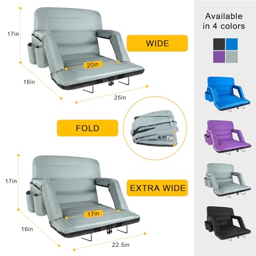 2 Pack Wide Folding Stadium Seats with Back Support and Cushion U193642