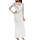 Embellished Illusion Gown - Ivory/Silver K70205