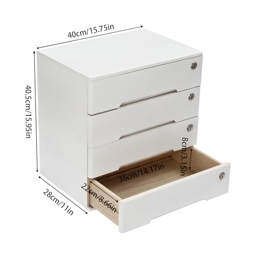 4 Drawers Wood Storage Box with Lockable Drawers H6547