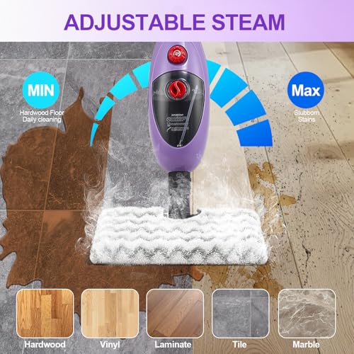 Steam Mop Cleaner with Detachable Handheld Steamer, 10-in-1 Multi Accessories, 13.5 OZ Water Tank & 20FT Power Cord P436920