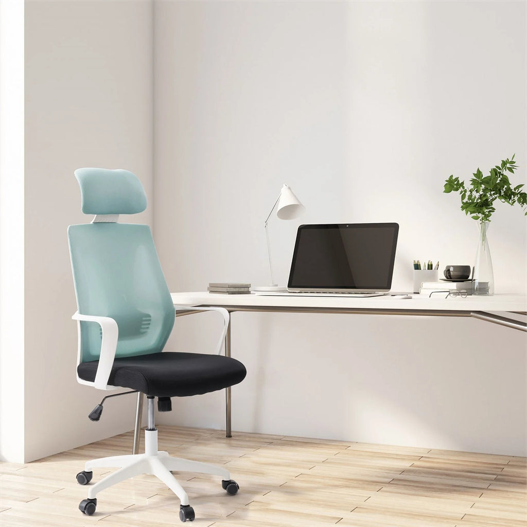 Teal Blue and Black Fabric Mesh Back Office Chair L286