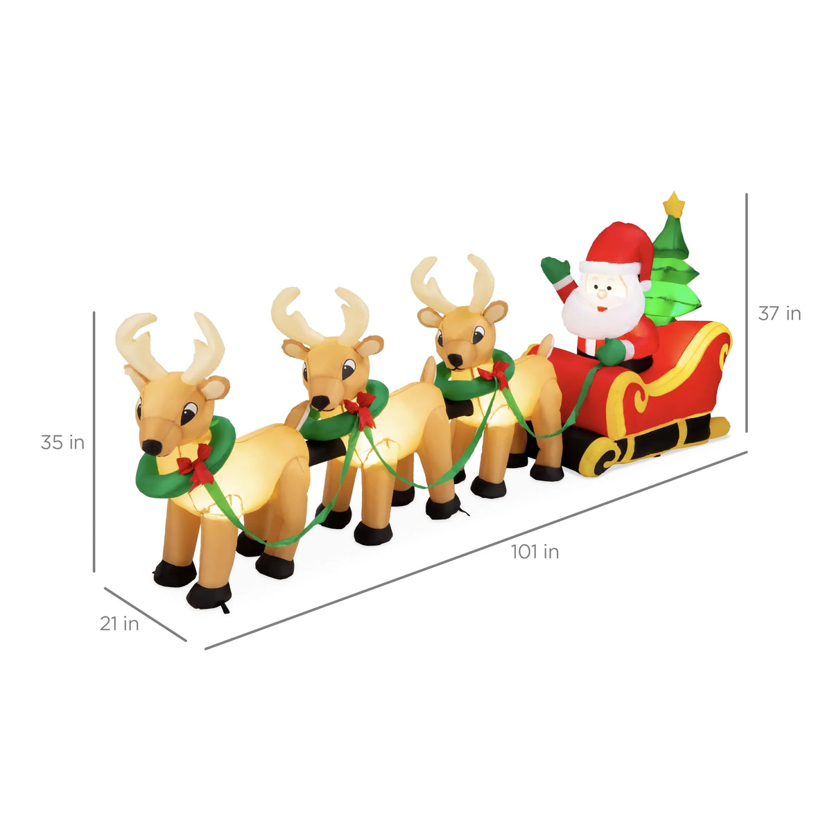 Lighted Inflatable Christmas Santa Claus & Reindeer W5761