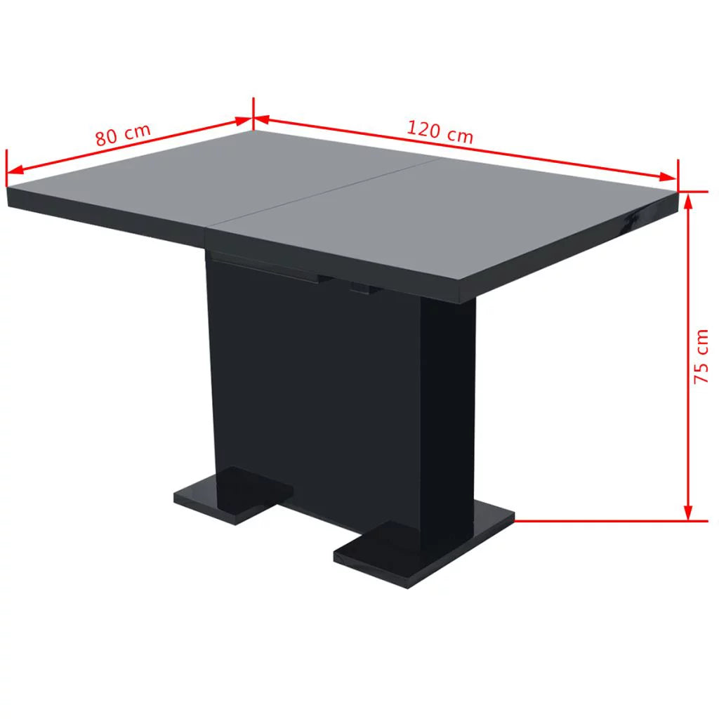 Extendable Dining Table High Gloss Black O363