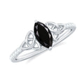 Black Diamond Solitaire Celtic Knot Ring, 925 Sterling Silver, US 4.00 L5619