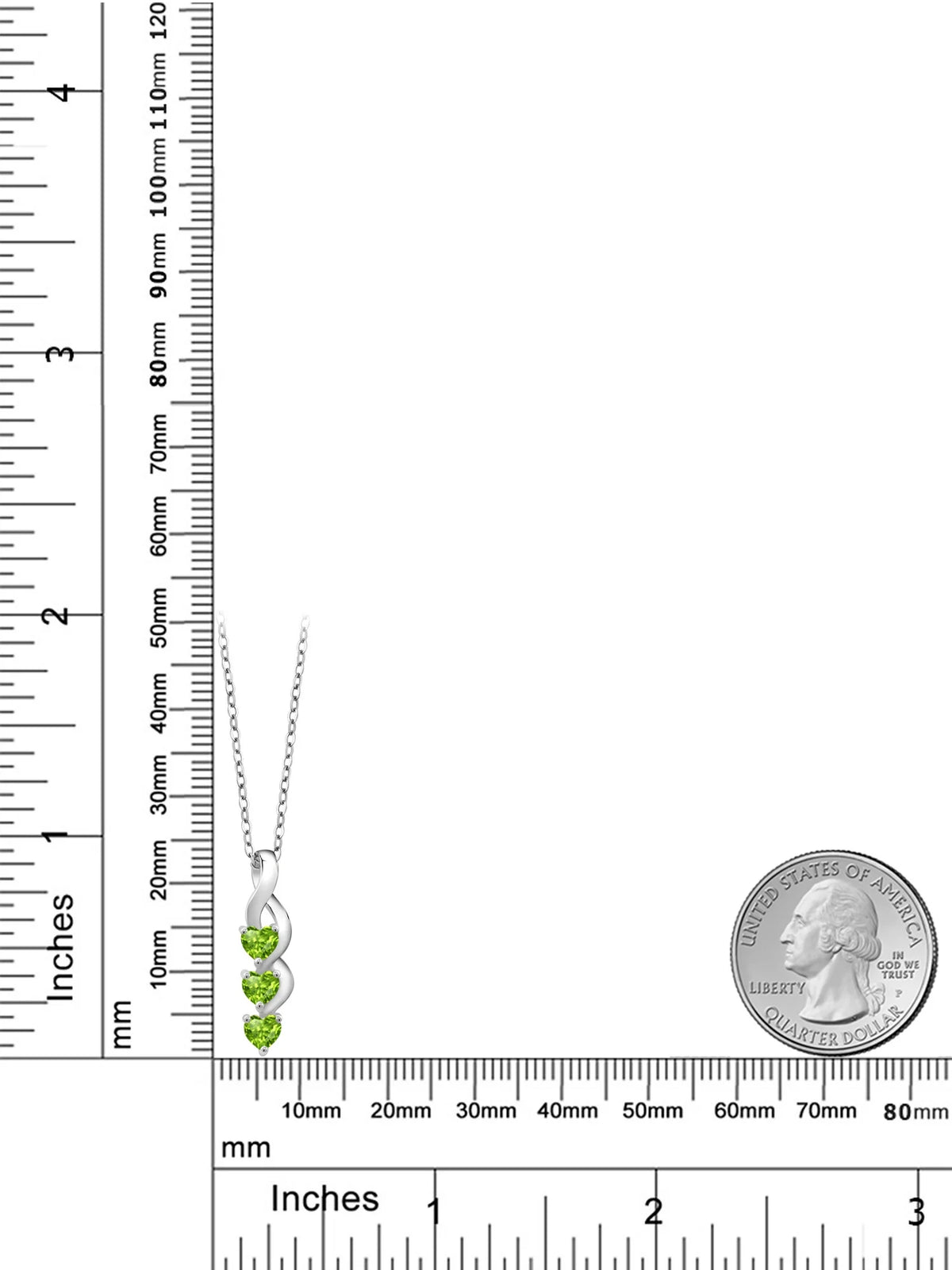 925 Sterling Silver Green Peridot Pendant Necklace with 18 inch Silver Chain E98248
