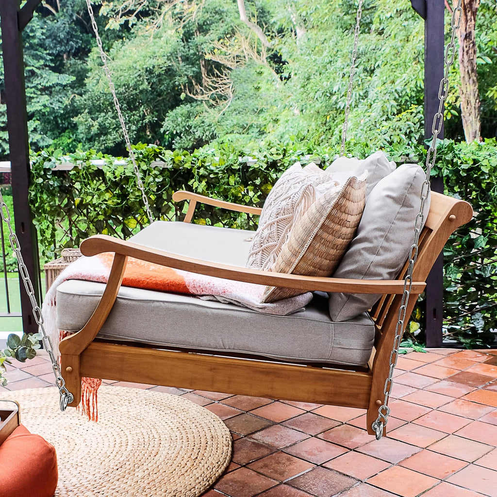 Teak Wood Outdoor Swing Daybed with Cushion F408521