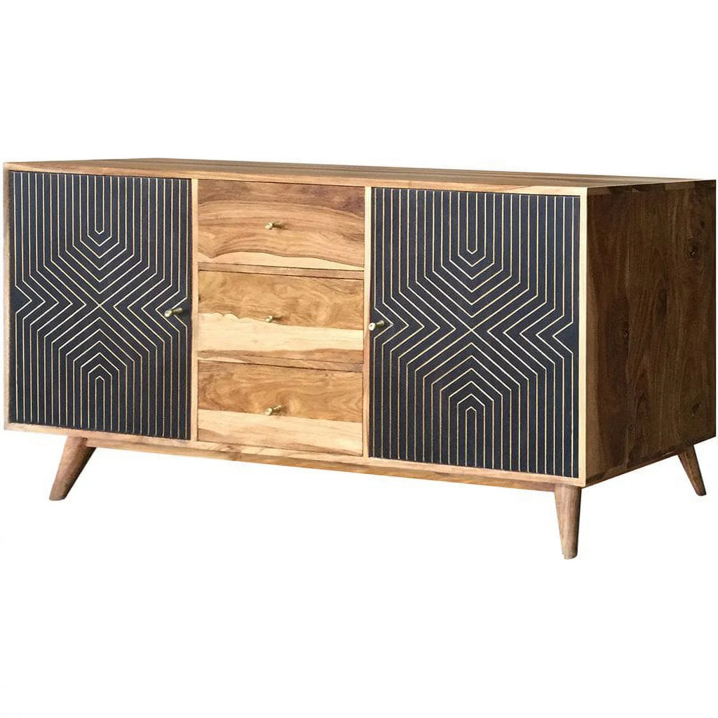 2 Door Server in Natural Sheesham and Black P61558