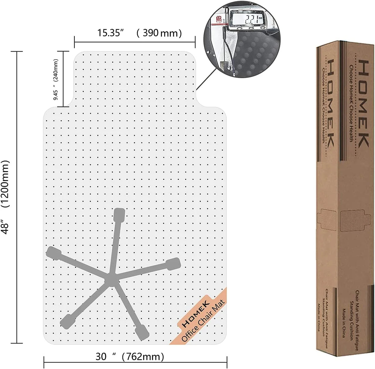 Office Chair Mat for Low Pile Carpet, 30'' x 48'' D8475