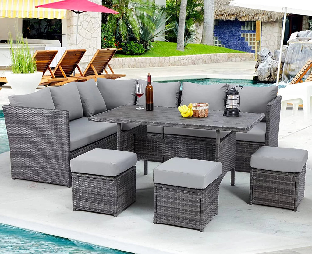 7 Piece Rattan Wicker Patio Conversation Set H357