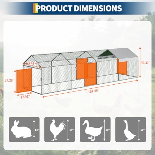 Large Metal Chicken Coop with Cover Q7563