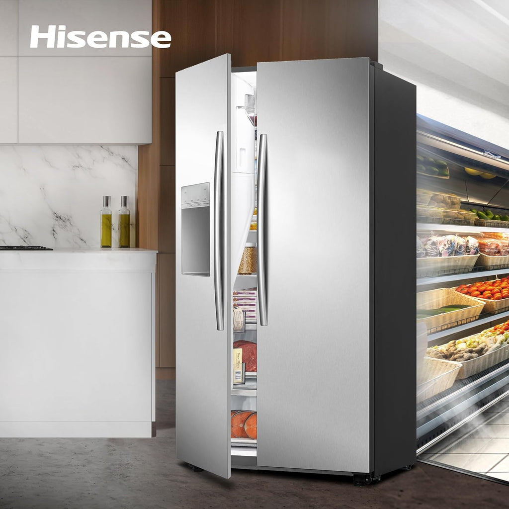 Stainless Steel Freestanding Side-by-Side Fridge Freezer with Water and Ice Dispenser N2788