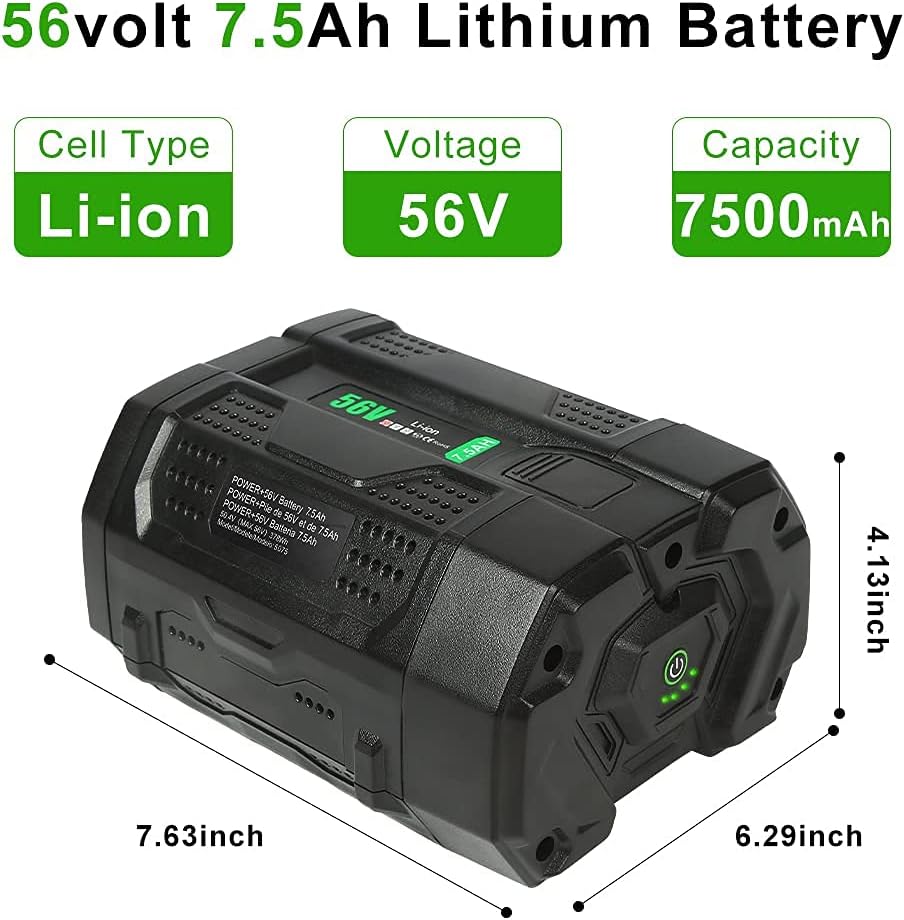 56 Volt 7.5 Ah Lithium Battery Replacement 7500mah with Power Indicator B857